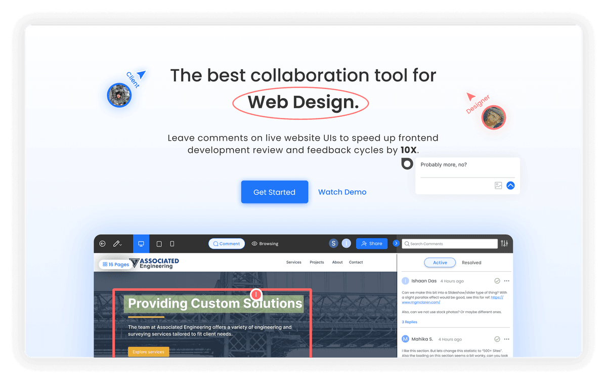 Annotation tool for web design teams to collaborate on live websites.